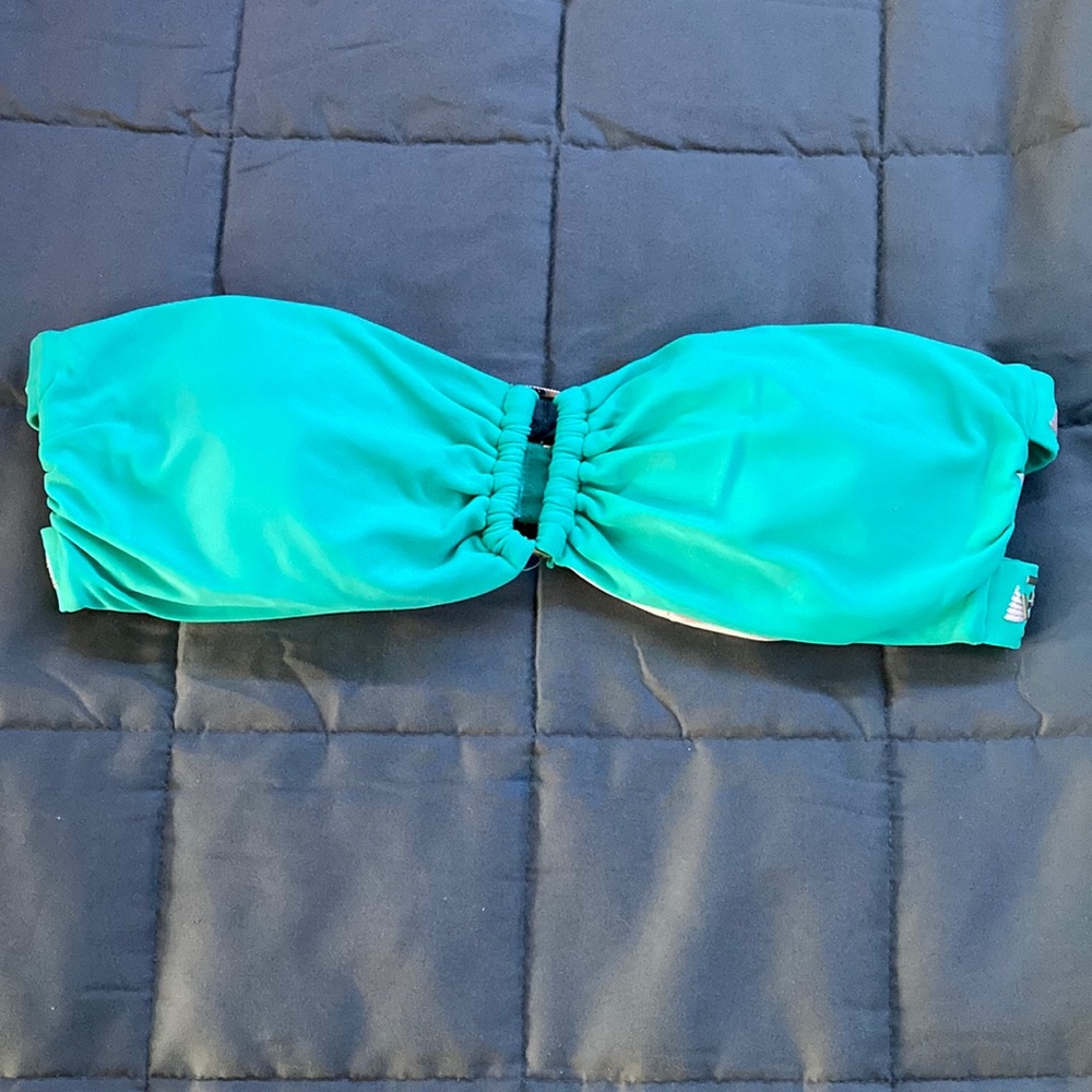 Strapless sea green bathing suit top